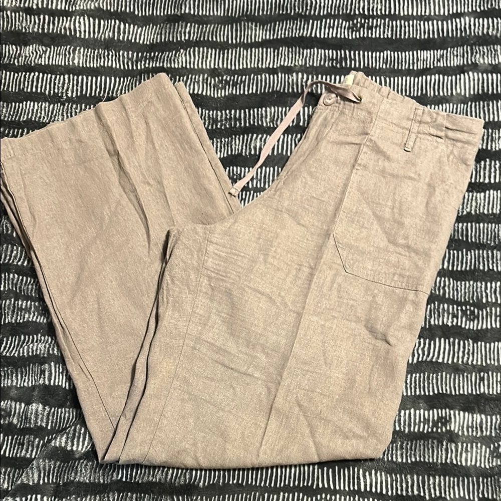 Just Living Tan Trousers Relaxed Fit Cotton Blend